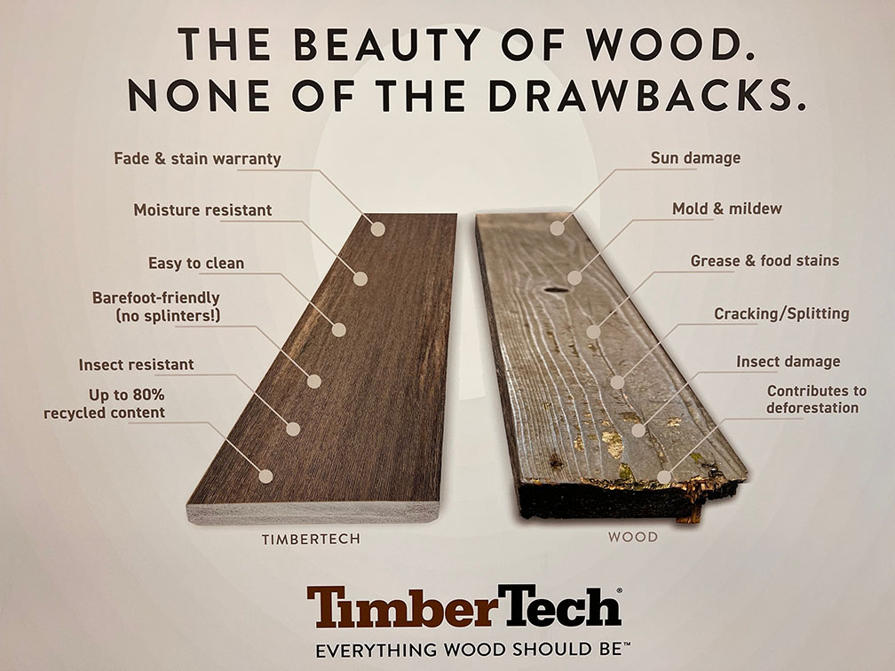 comparison diagram of Timbertech composite decking to natural wood