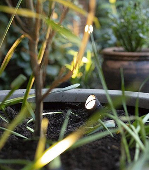 mini Scope 12V installed in a flower pot