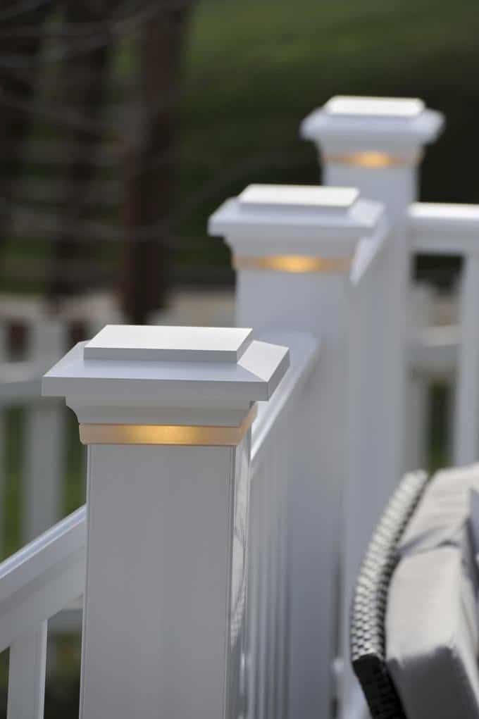 TimberTech Post Cap light, installed ontop of railing post