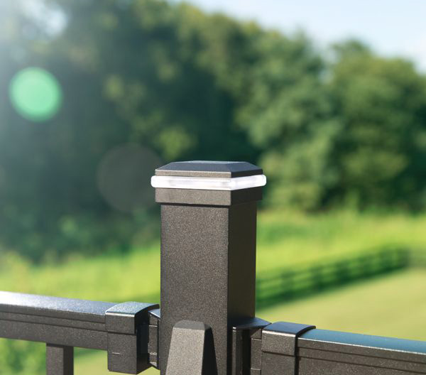 trex aluminum post cap light, installed