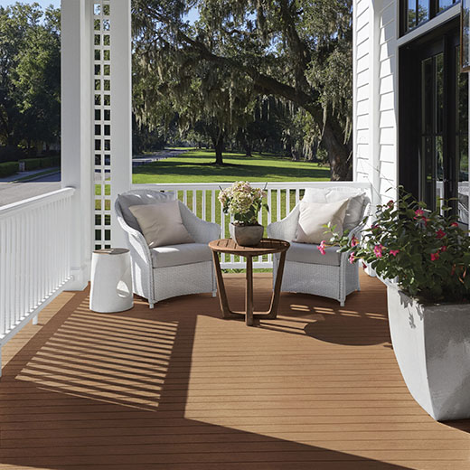 TimberTech AZEK PVC Decking. Image example colour Dark Hickory