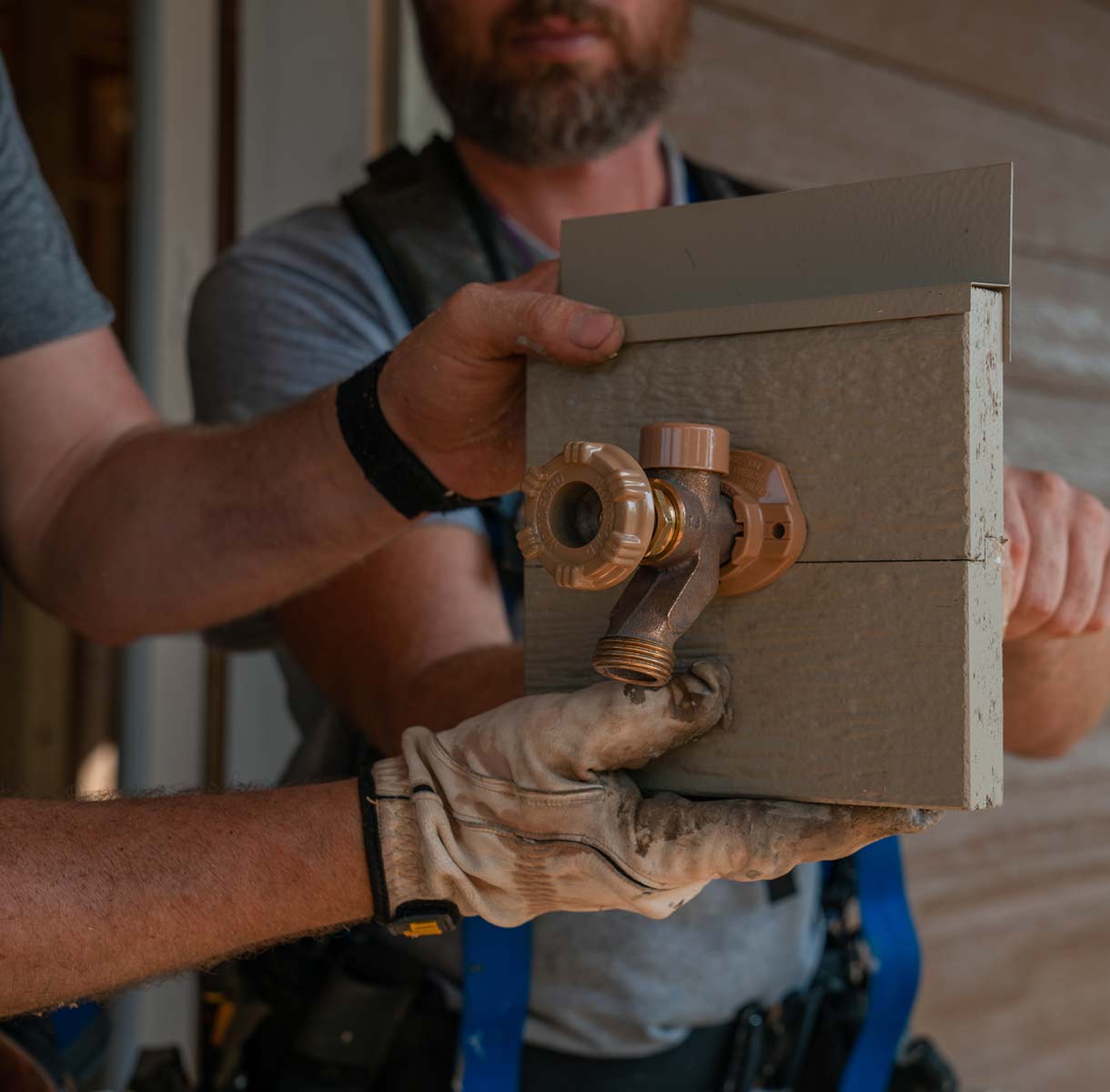 LP smartside illustrating mini split accessories ontop of tap inserted in panel