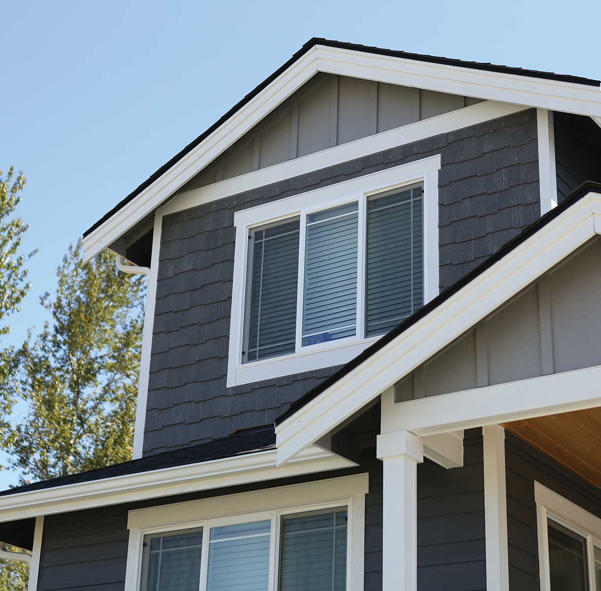 LP smartside cedar shakes on house example